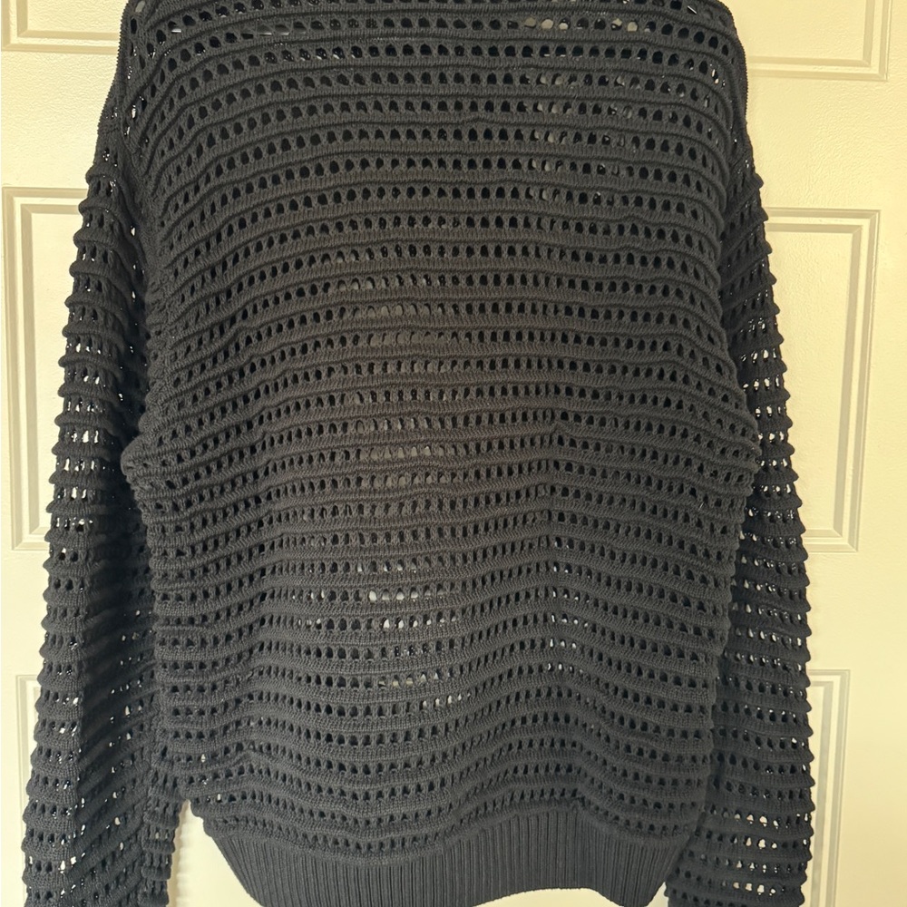 Zara Black Woven Mesh Sweater - Picture 2 of 3
